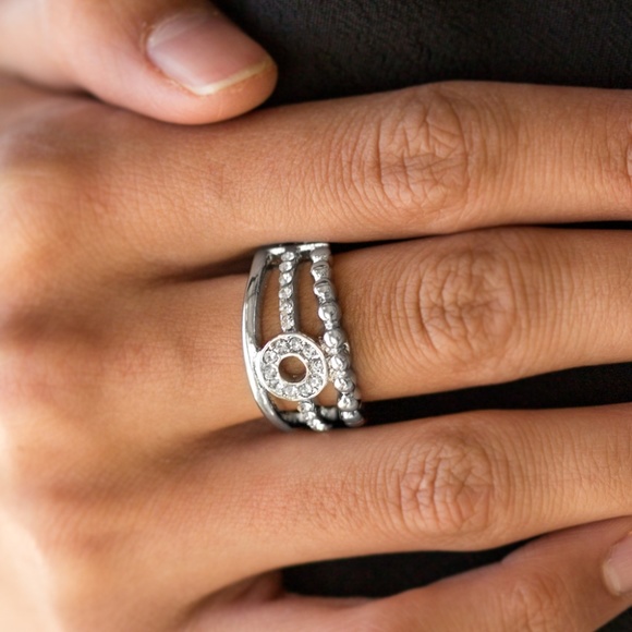 paparazzi Jewelry - Cost of Living - White Stretchy Ring paparazzi Jewelry - Cost of Living - White Stretchy Ring